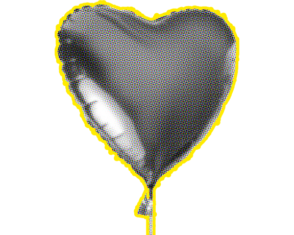 Heart-shaped balloon in raster graphics as an illustration